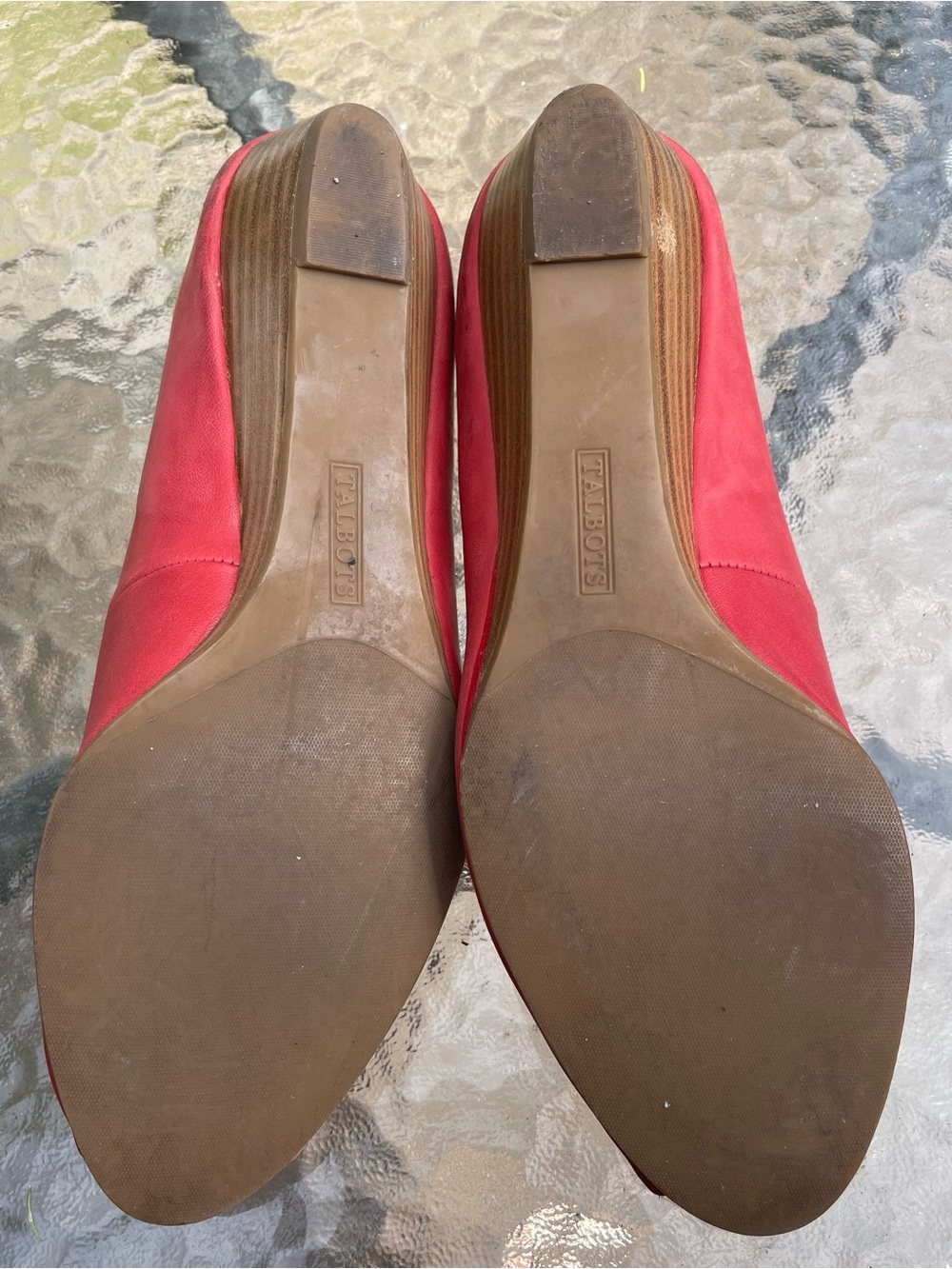 Talbots Red Open-Toe Leather Pumps - Picture 3 of 6